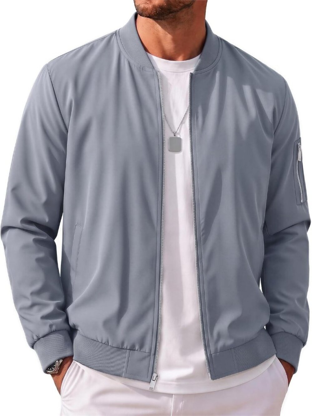 Men's Bomber Jacket Lightweight Windbreaker Spring Fall Jacket